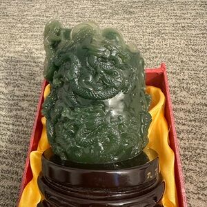 Rare Delicate Dragon Jade Pen Holder Collection